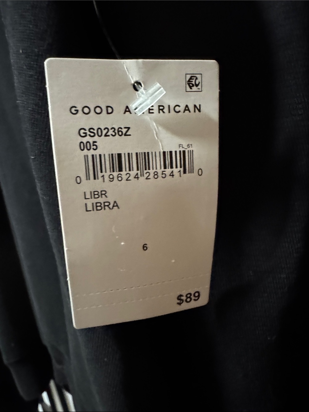 Good American Libra Boyfriend Sweatshirt Black Size 6 NWT - Picture 5 of 5